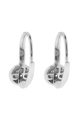Halo Style Lever-Back Dangling Diamond Earrings in 18k White Gold