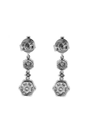 Dangling Earrings with Clusters of Diamonds in 18k White Gold