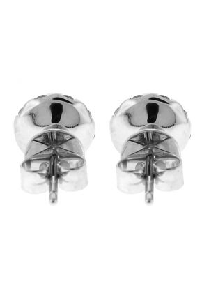 Round Stud Earrings with Diamonds in 18k White Gold