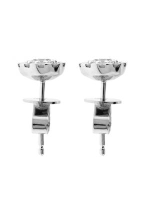 Round Stud Earrings with Diamonds in 18k White Gold