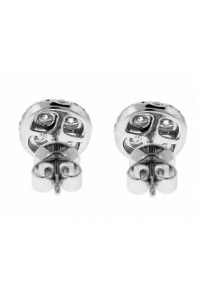 Diamond Cluster Stud Earrings with Halo in 18k White Gold
