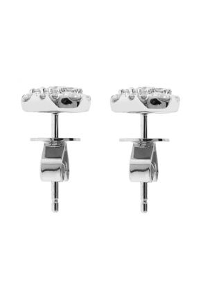 Rounded-Square Diamond Cluster Stud Earrings in 18k White Gold
