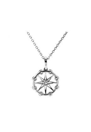 Open Star Design Pendant with Diamonds in 18k White Gold
