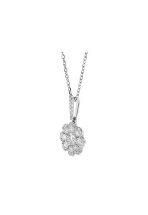 Flower Shaped Pendant with Protruding Diamonds in 18k White Gold