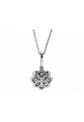 Flower Shaped Pendant with Protruding Diamonds in 18k White Gold