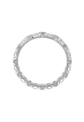 Milgrain-Engraved Diamond Eternity Band in 18k White Gold