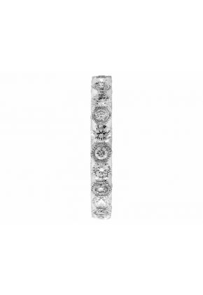 Milgrain-Engraved Diamond Eternity Band in 18k White Gold