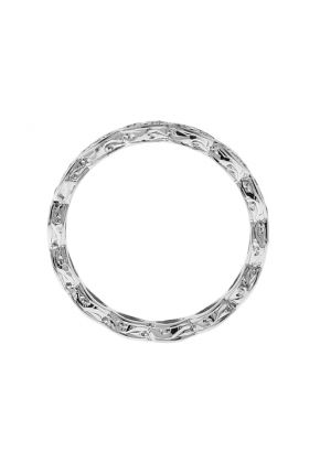 Diamond Eternity Band with Hand Engraved Design in 18k White Gold