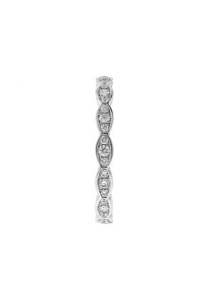 Diamond Eternity Band with Hand Engraved Design in 18k White Gold