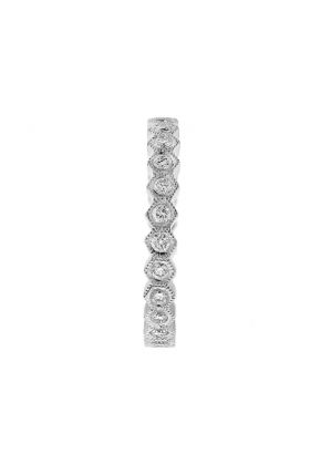 Milgrain-Engraved Diamond Eternity Band with Hexagon Pattern in 18k White Gold
