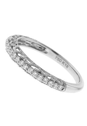 Single Row Wedding / Anniversary Band with Milgrain Design in 18k White Gold
