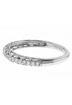 Single Row Wedding / Anniversary Band with Milgrain Design in 18k White Gold