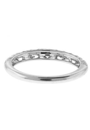 Single Row Wedding / Anniversary Band with Milgrain Design in 18k White Gold