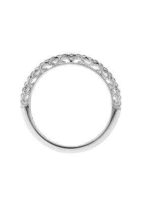 Single Row Wedding / Anniversary Band with Milgrain Design in 18k White Gold
