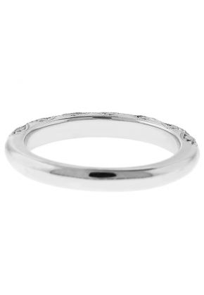 Interlaced Milgrain Engraved Wedding / Anniversary Band with Diamonds in 18k White Gold