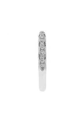 Interlaced Milgrain Engraved Wedding / Anniversary Band with Diamonds in 18k White Gold