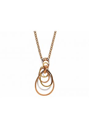 Diamond Drop Shaped Pendant with Interlocking Design in 18k White, Yellow, and Rose Gold