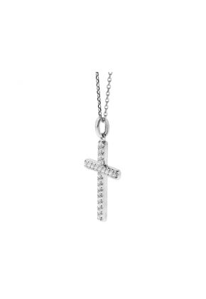Cross Pendant with Diamonds in 14k White Gold