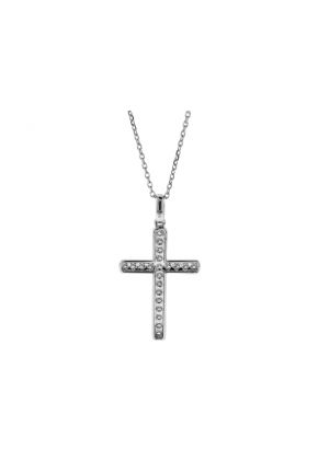 Cross Pendant with Diamonds in 14k White Gold