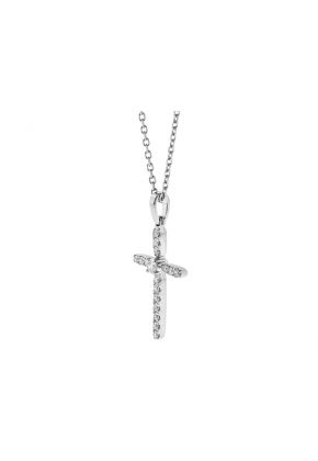 Cross Pendant with Diamonds in 14k White Gold
