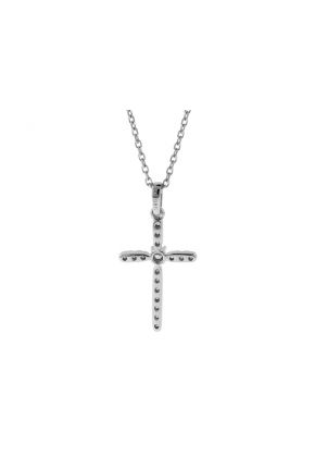 Cross Pendant with Diamonds in 14k White Gold