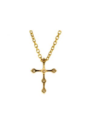 Cross Pendant with Channel Set Diamonds in 14k Yellow Gold