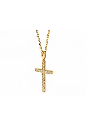 Cross Pendant with Diamonds in 14k Yellow Gold