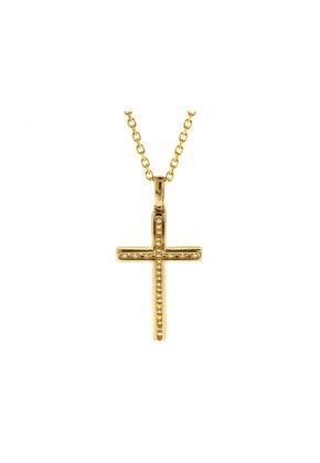 Cross Pendant with Diamonds in 14k Yellow Gold