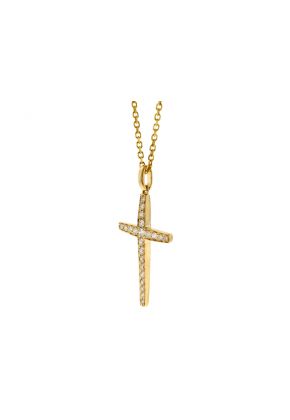 Cross Pendant with Diamonds in 14k Yellow Gold