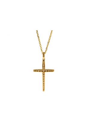 Cross Pendant with Diamonds in 14k Yellow Gold