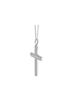 Cross Pendant with Diamonds in 14k White Gold
