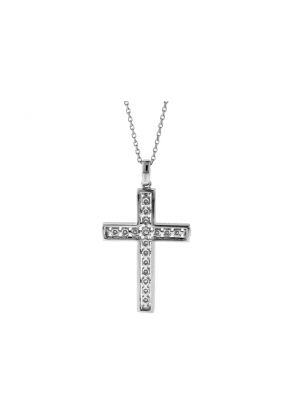 Cross Pendant with Diamonds in 14k White Gold
