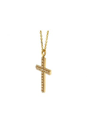 Cross Pendant with Diamonds in 14k Yellow Gold