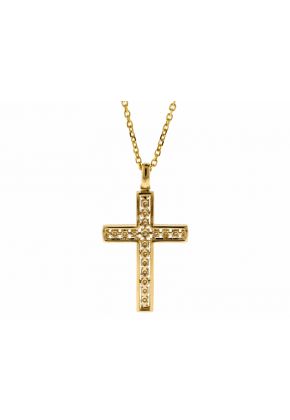 Cross Pendant with Diamonds in 14k Yellow Gold