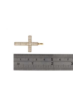 Cross Pendant with Diamonds in 14k Yellow Gold