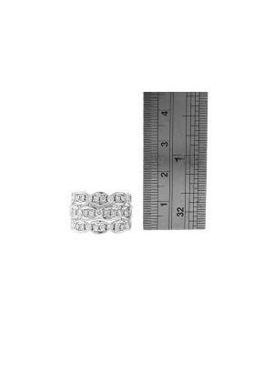 Triple Row Cocktail Ring with Link Design of Diamonds in 18k White Gold