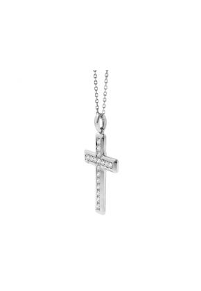 Cross Pendant with Diamonds in 14k White Gold