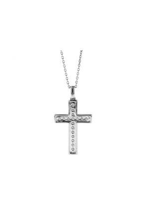 Cross Pendant with Diamonds in 14k White Gold