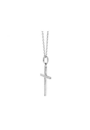 Cross Pendant with Pav?? Set Diamonds in 14k White Gold
