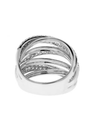Modern Cocktail Ring with Overlapping Design of Pav?? Set Diamonds in 18k White Gold