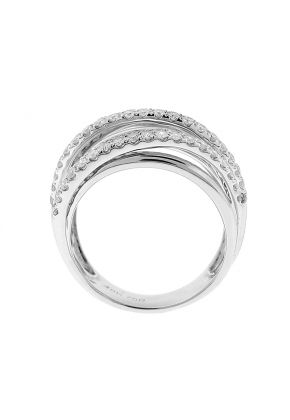Modern Cocktail Ring with Overlapping Design of Pav?? Set Diamonds in 18k White Gold