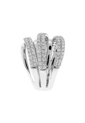 Modern Cocktail Ring with Overlapping Design of Pav?? Set Diamonds in 18k White Gold