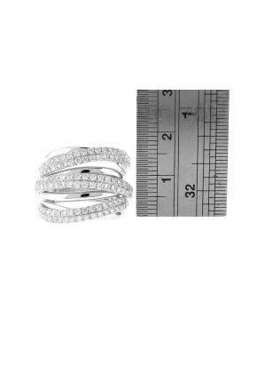 Modern Cocktail Ring with Overlapping Design of Pav?? Set Diamonds in 18k White Gold