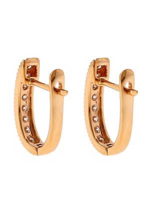 18k Rose Gold Huggie Earrings with Diamonds Between Milgrain Design