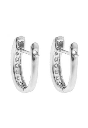 18k White Gold Huggie Earrings with Diamonds Between Milgrain Design