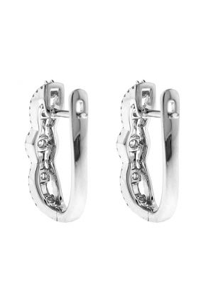 Openwork Huggie Earrings with Diamonds in 18k White Gold