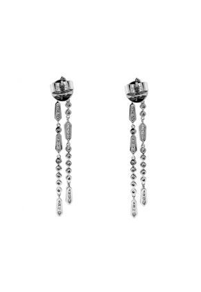 Two Row Vertical Dangling Earrings with Preset and Bezel Set Diamonds in 18k White Gold