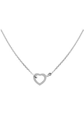 Interlocked Heart Necklace with Diamonds in 18k White Gold