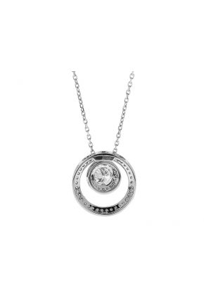 Double Circle Pendant with Diamonds in 18k White Gold