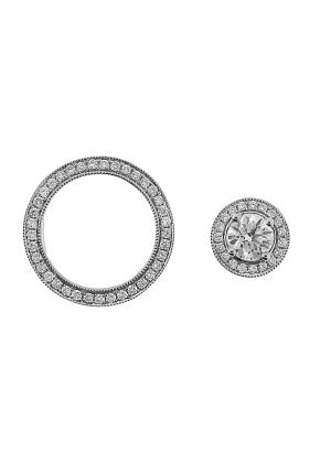 Double Circle Pendant with Diamonds in 18k White Gold